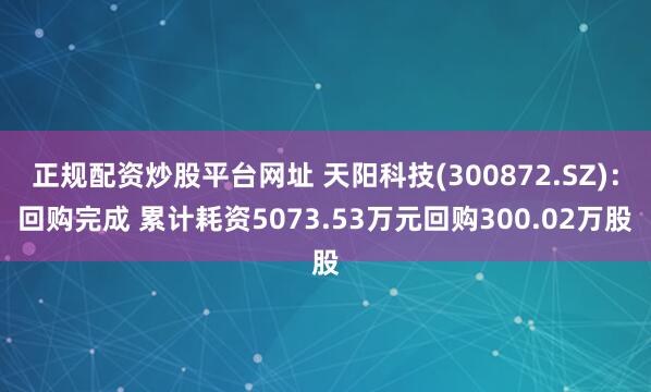 正规配资炒股平台网址 天阳科技(300872.SZ)：回购完成 累计耗资5073.53万元回购300.02万股
